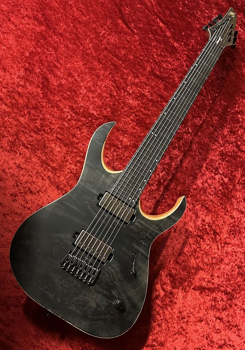 ギター MAYONES Duvell Elite 7 Mayones Duvell Elite VF 7 Jeans Black 3-Tone Blue Burst Raw