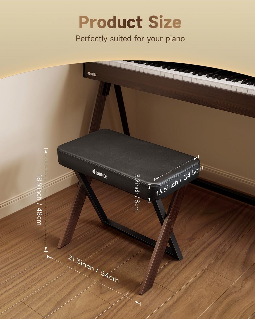DONNER DKB-300 Walnut ピアノ椅子 イス インテリア ピアノイス