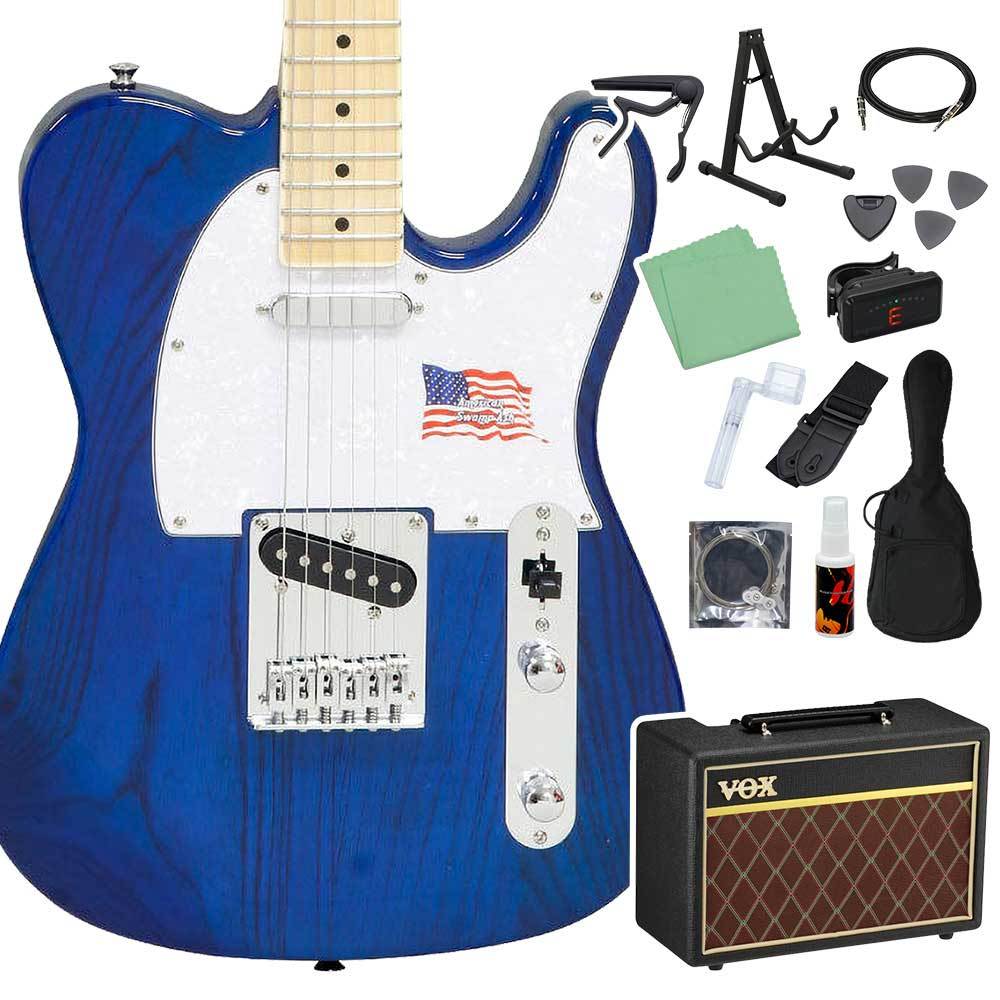 SX STL/ASH エレキギター 初心者14点セット【VOXアンプ付き】 TBU