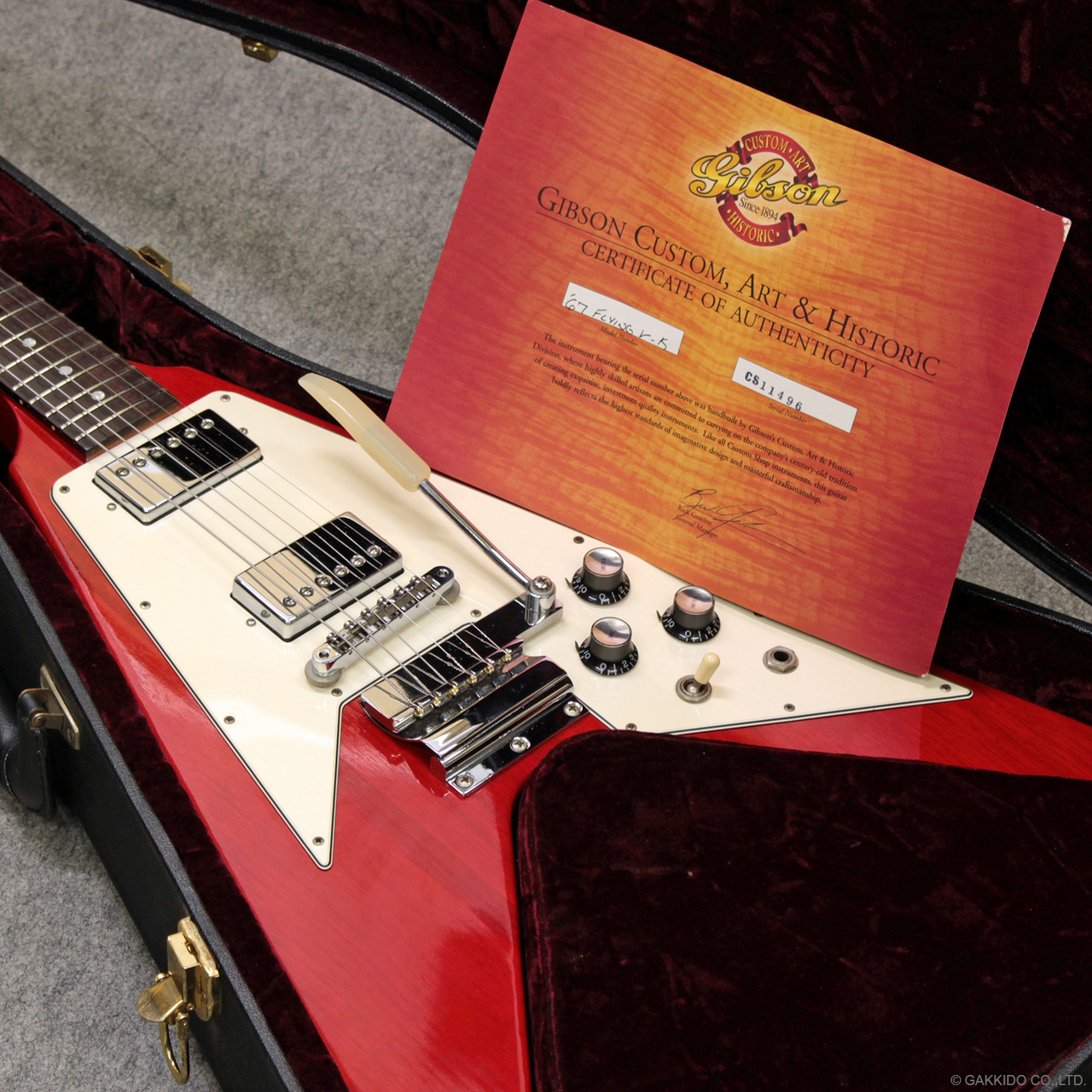 Gibson Custom Shop 1967 Flying V Korina w/Vibrola [Cherry] (2001