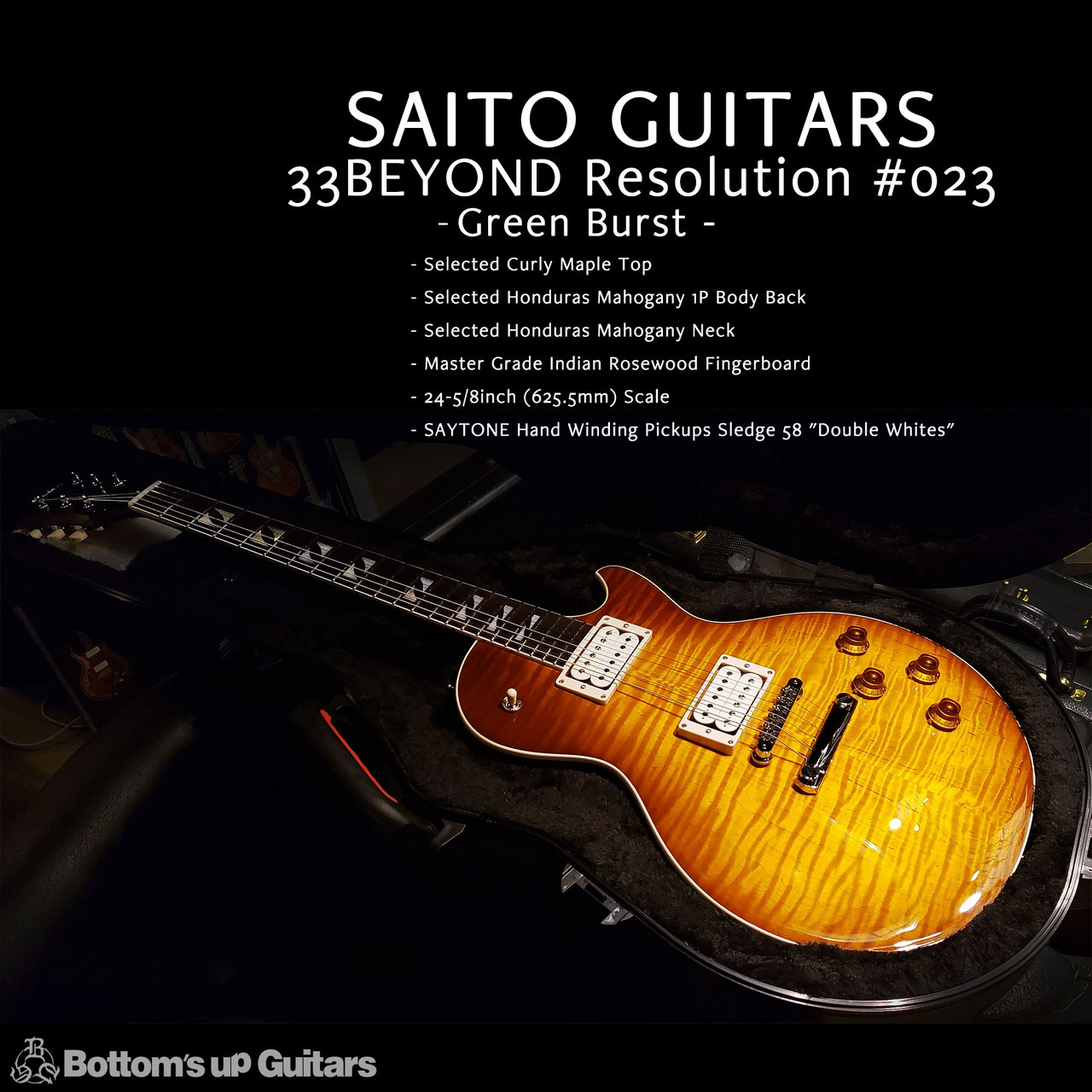SAITO GUITARS 33BEYOND Resolution Green Burst 【初のW-White PUs