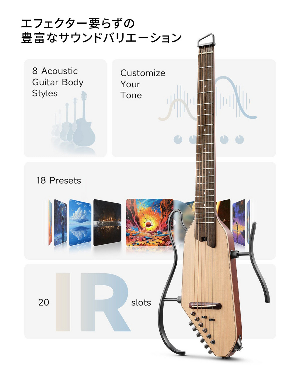 DONNER HUSH-I Pro ホワイト サイレントアコースティックギター