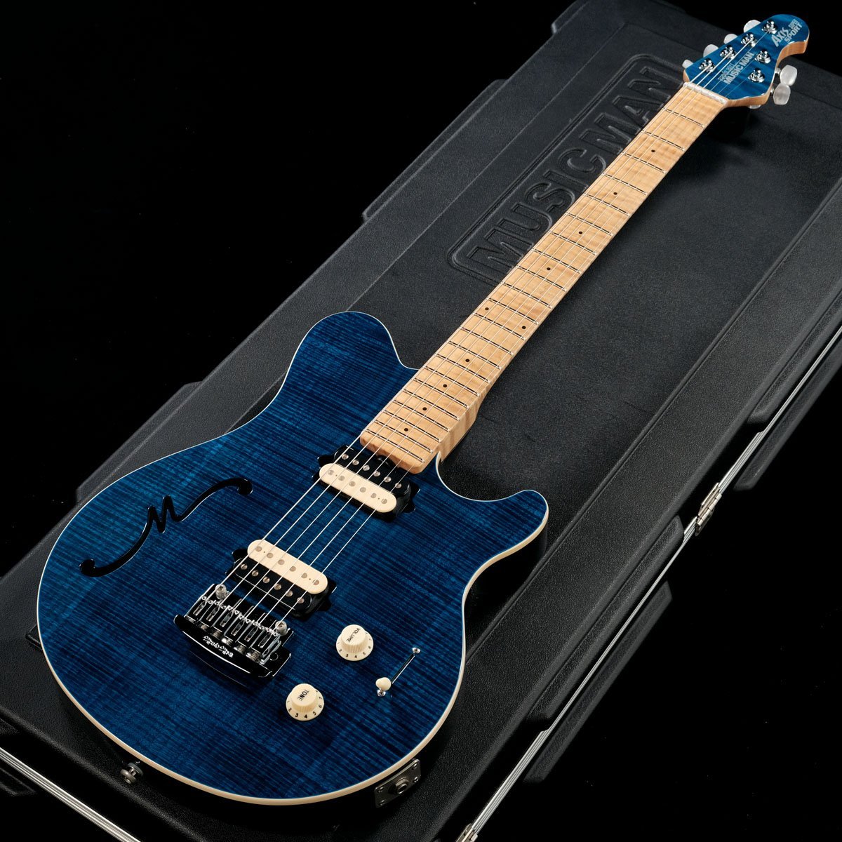 MUSIC MAN Axis Super Sport Semi-Hollow Translucent Blue 2014