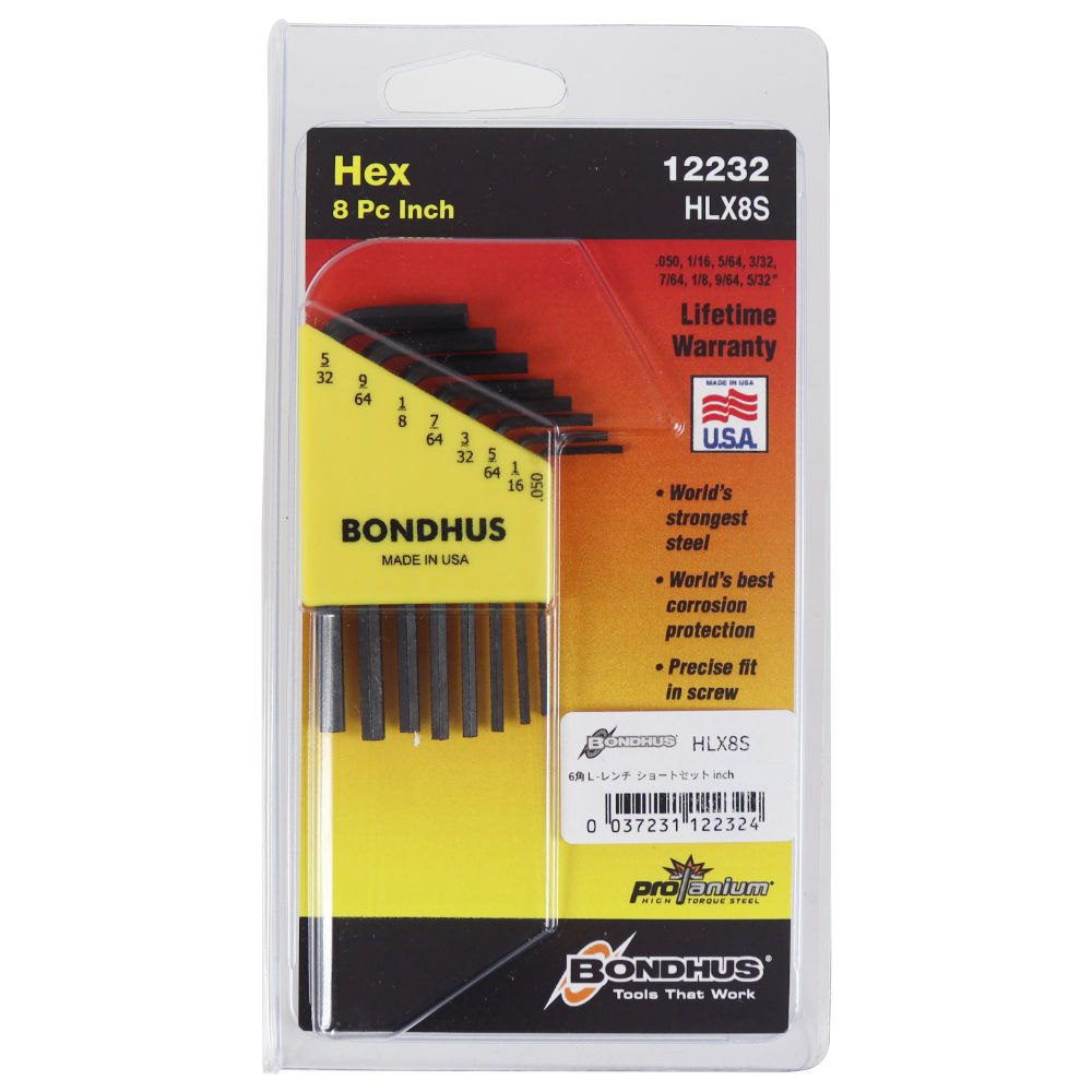 BONDHUS BONDHUS ボンダス HLX8S 12232 Hex End L-Wrenches Short 六角