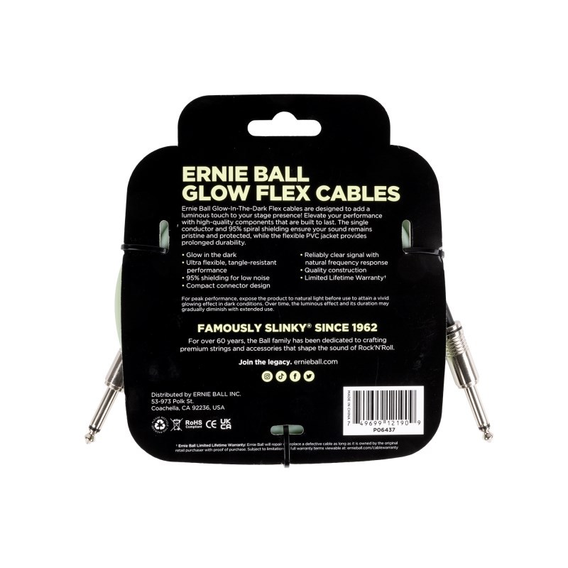 ERNIE BALL Flex Cable 20ft S/S (Glow In Dark) [#6437]（新品）【楽器検索デジマート】