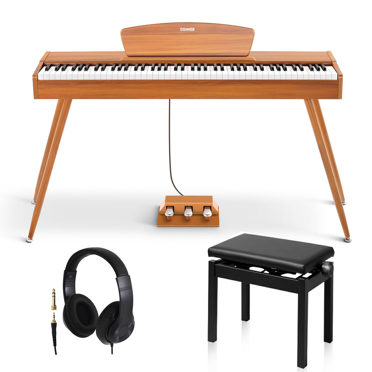 DONNER DDP-80 高低自在イス・ヘッドホンセット Brown インテリア電子 