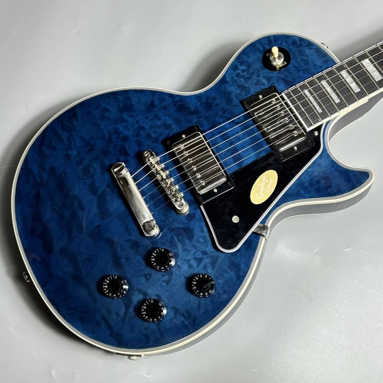Photogenic エレキギター ブルー ステッカーカスタム Epiphone Les Paul Custom Quilt Viper Blue (バイパーブルー) エレキ