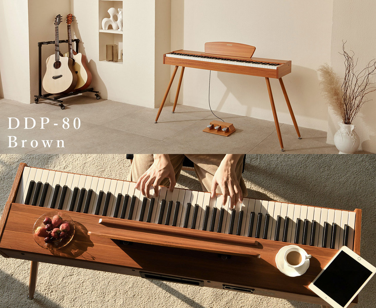 DONNER DDP-80 デジタルピアノ DDP-80 Wooden 88 Key Weighted Upright Digital Piano for Home