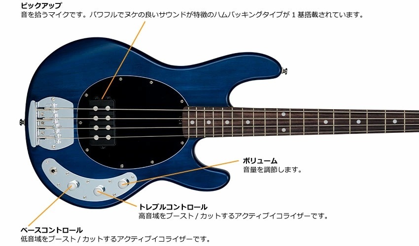 Sterling by MUSIC MAN エレキベース Ray4 Trans Blue Satin/R 
