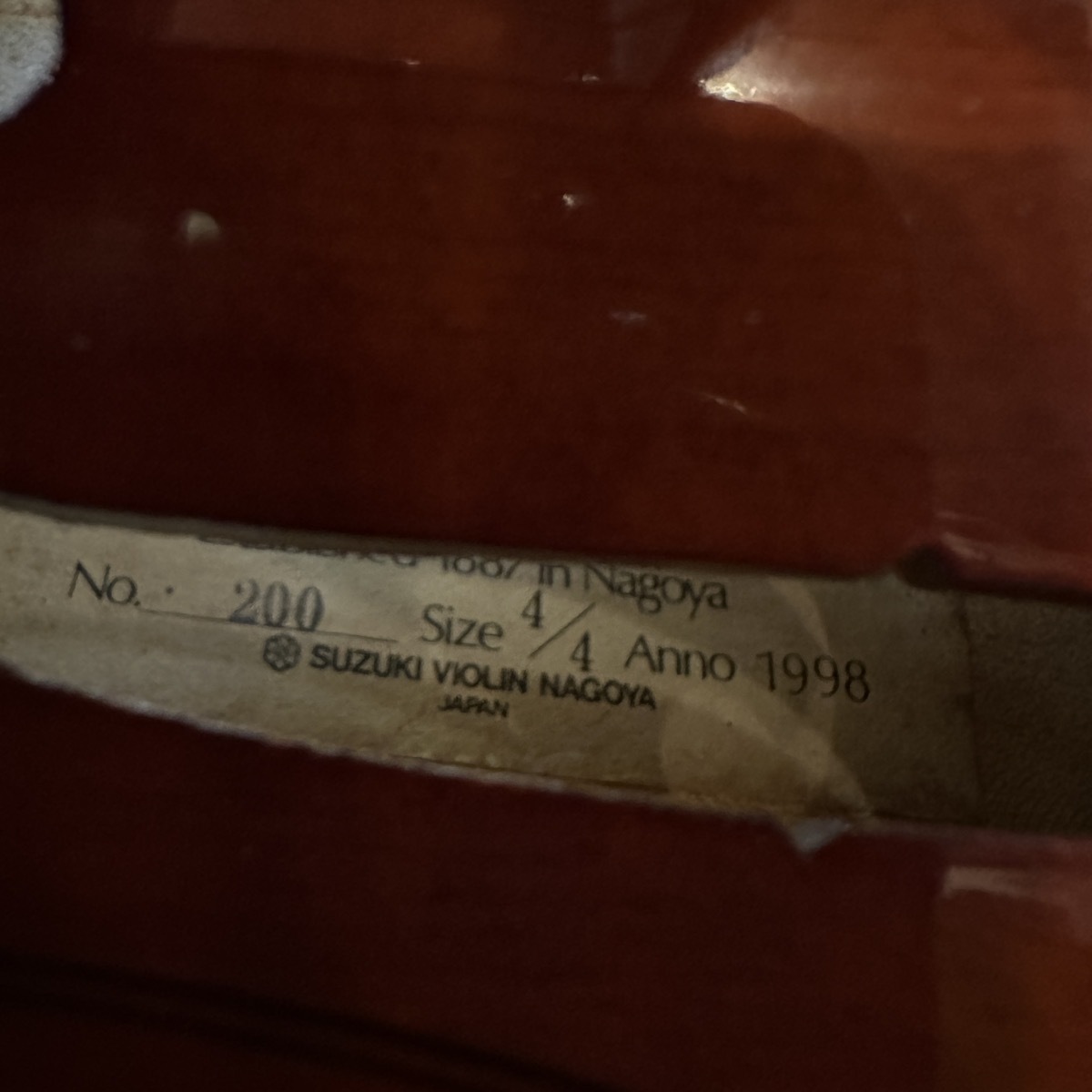 SUZUKI スズキ バイオリン No200 4/4 Anno1998 Suzuki（スズキ） Violin No.200 4/4 | Brasstek Online Store