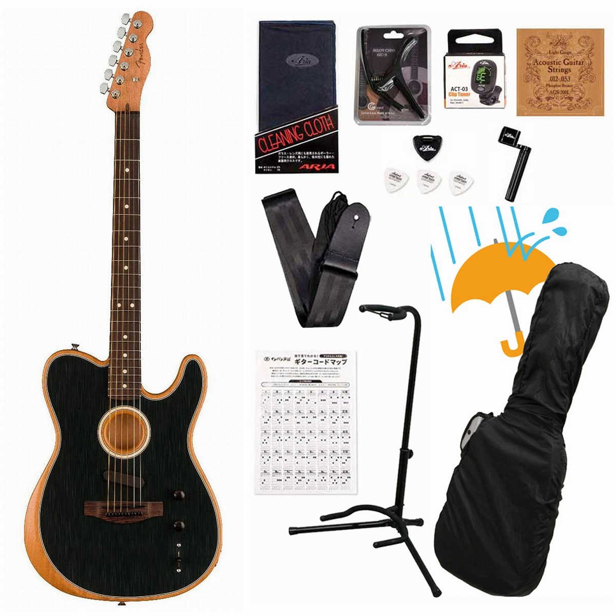 ギター Acoustasonic Player Telecaster Black Fender Acoustics Acoustasonic Player Telecaster (Shadow