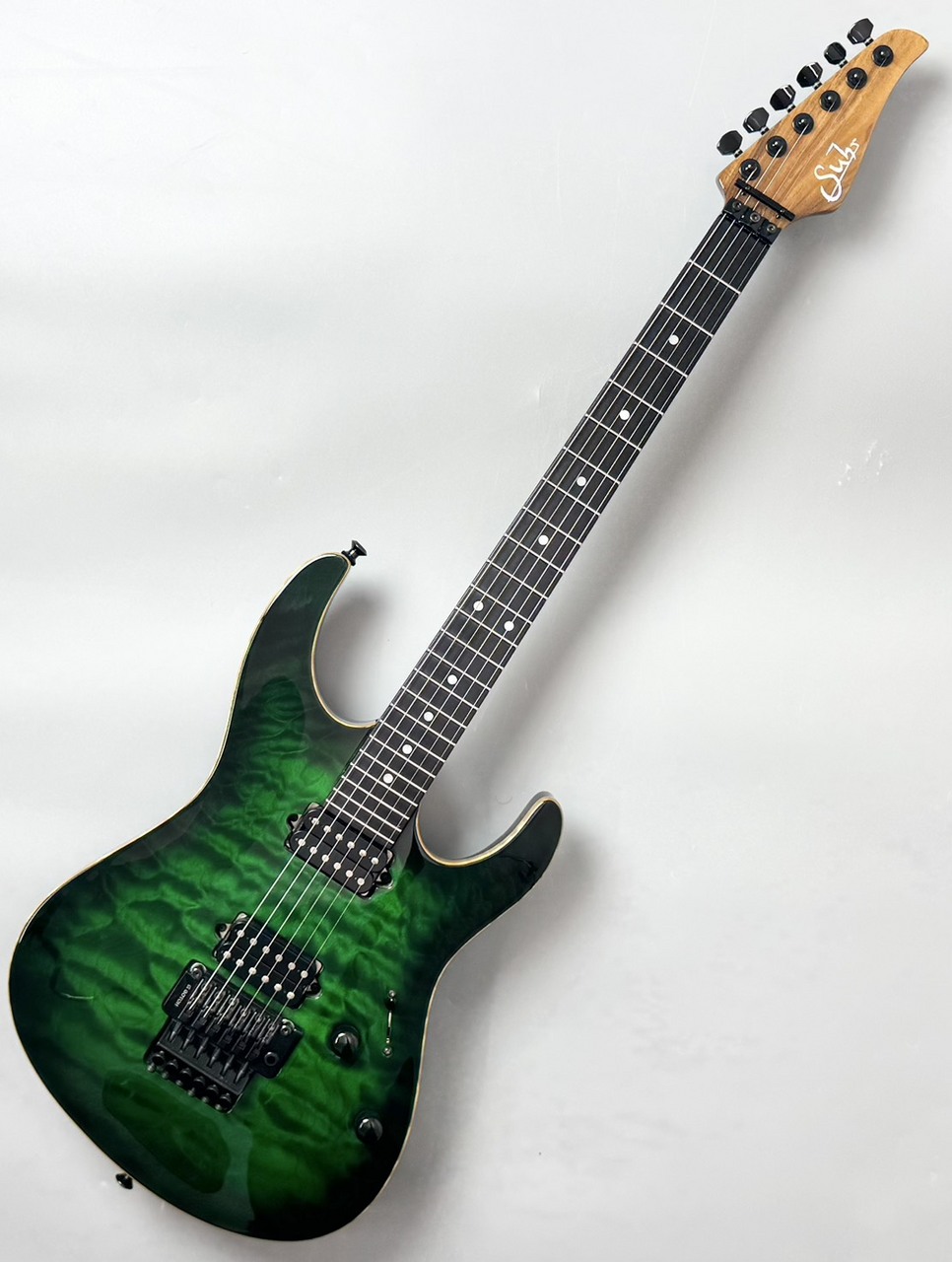 Suhr Custom Modern Carve Top Ash/Pau Ferro/Ebony -Trans Green