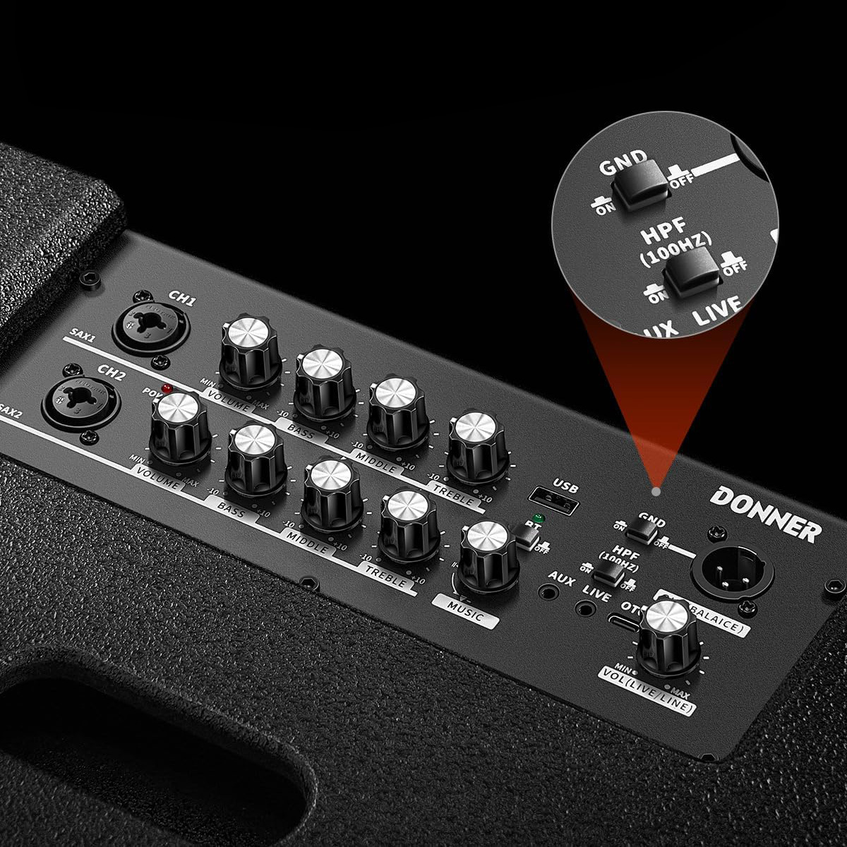 DONNER DDA-1000 電子ドラム用スピーカーセットB 最大1000W PAパワード