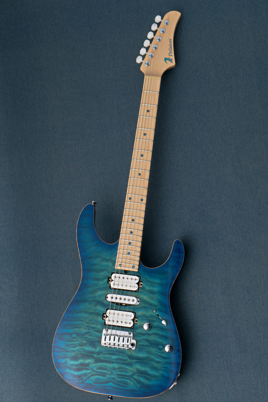 T's Guitars DST Pro 24 Master Grade Quilt Maple Top -Centura Blue