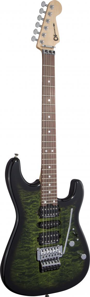 Charvel MJ Series San Dimas Style 1 HSH FR PF QM Transparent Green