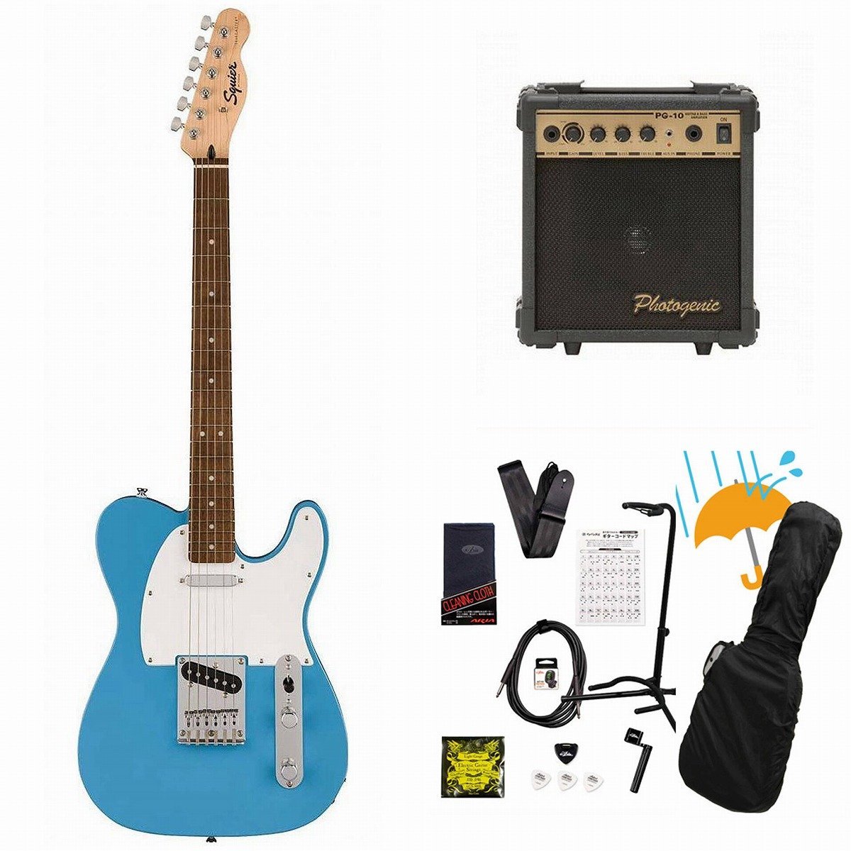 Squier by Fender Sonic Telecaster Laurel FB WH PG California Blue PG-10アンプ付属 エレキギター初心者セットR【WEBSHOP】（新品/送料無料）【楽器検索デジマート】