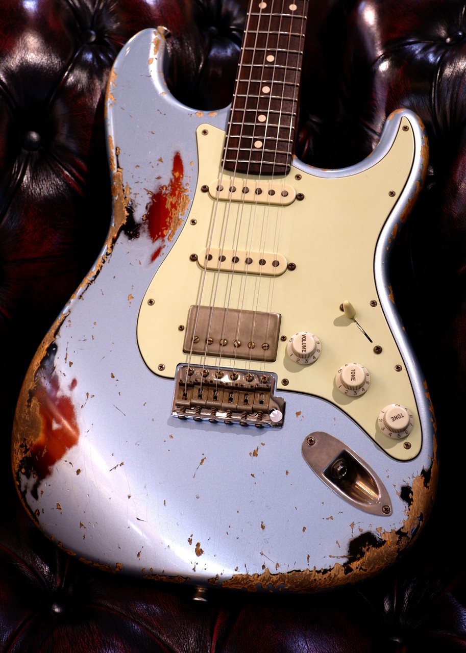Xotic XSC-2 5A Grade Flame Maple Neck Heavy Aged ~Ice Blue on 3TS