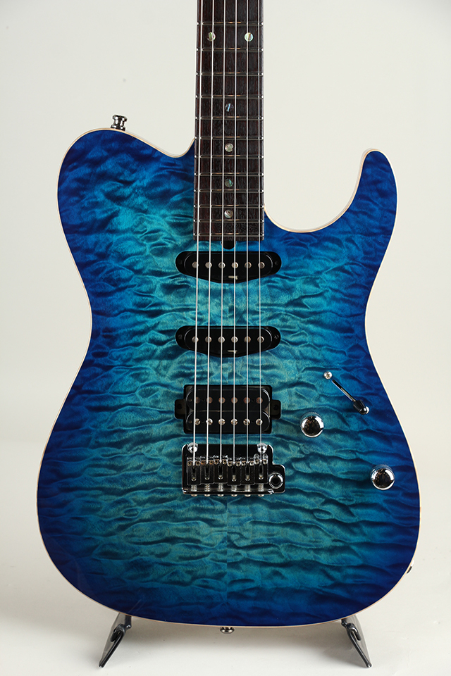 T's Guitars DTL-22 Quilt Top Matching Head / Trans Blue Burst