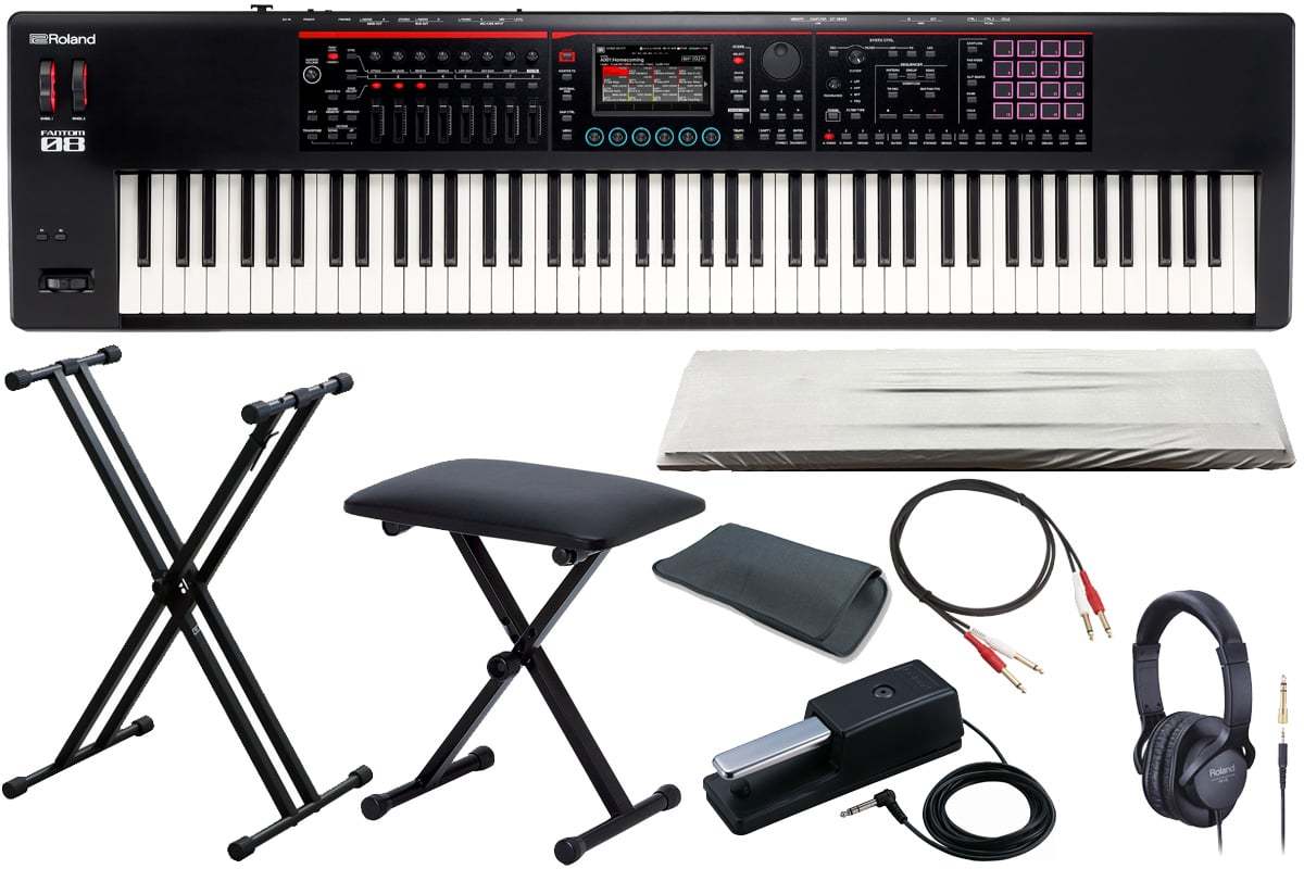 Roland FANTOM-08 [X型キーボードスタンド + ベンチ + ケーブル + ダストカバーセット！]【WEBSHOP】