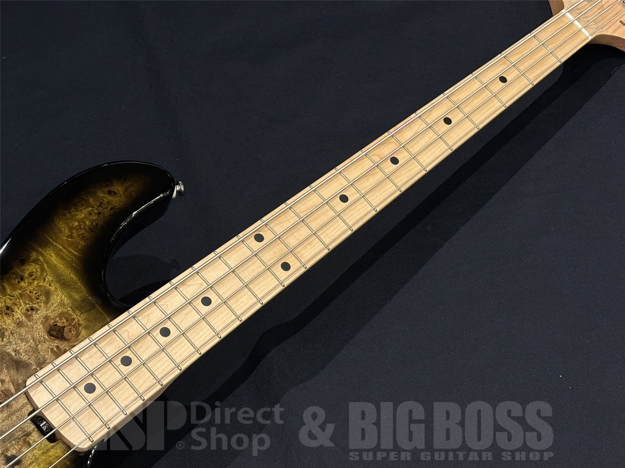 Lakland SL44-94 Deluxe Poplar Burl / Dark Oak Green Sunburst