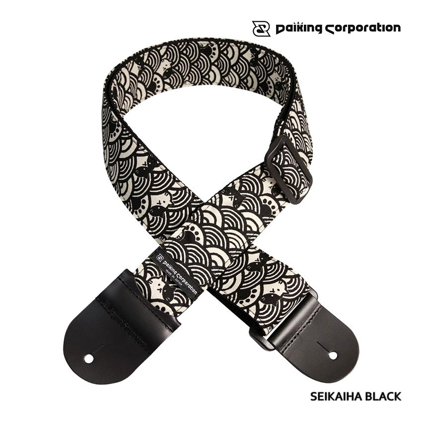 Daiking Corporation ギターストラップ 青海波 猫黒 SEIKAIHA BLACK ダイキング