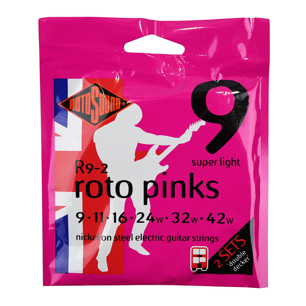 ROTOSOUND R9-2 Roto Pinks 2Sets NICKEL 9-42 エレキギター弦 2セット入り