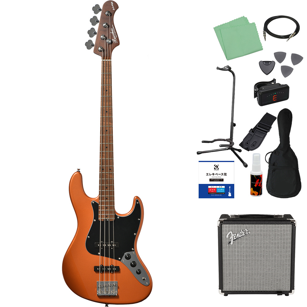Bacchus WL4-STD/RSM ベース 初心者12点セット 【Fenderアンプ付
