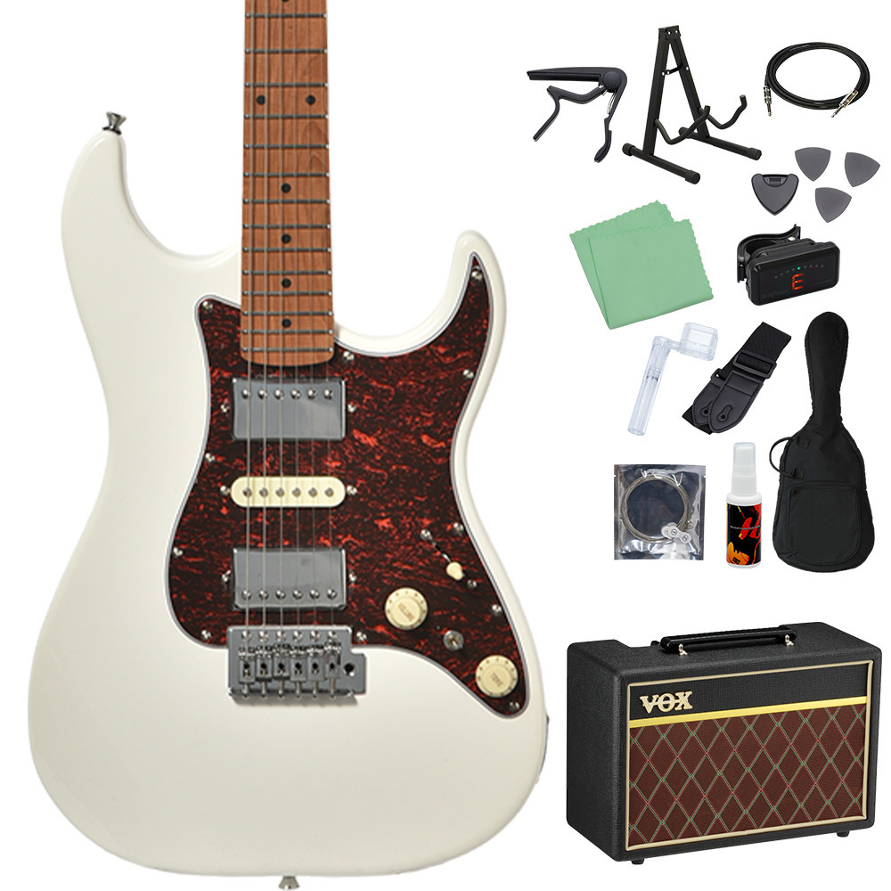 Bacchus GS-4DX RSM/M WH エレキギター 初心者14点セット【VOXアンプ