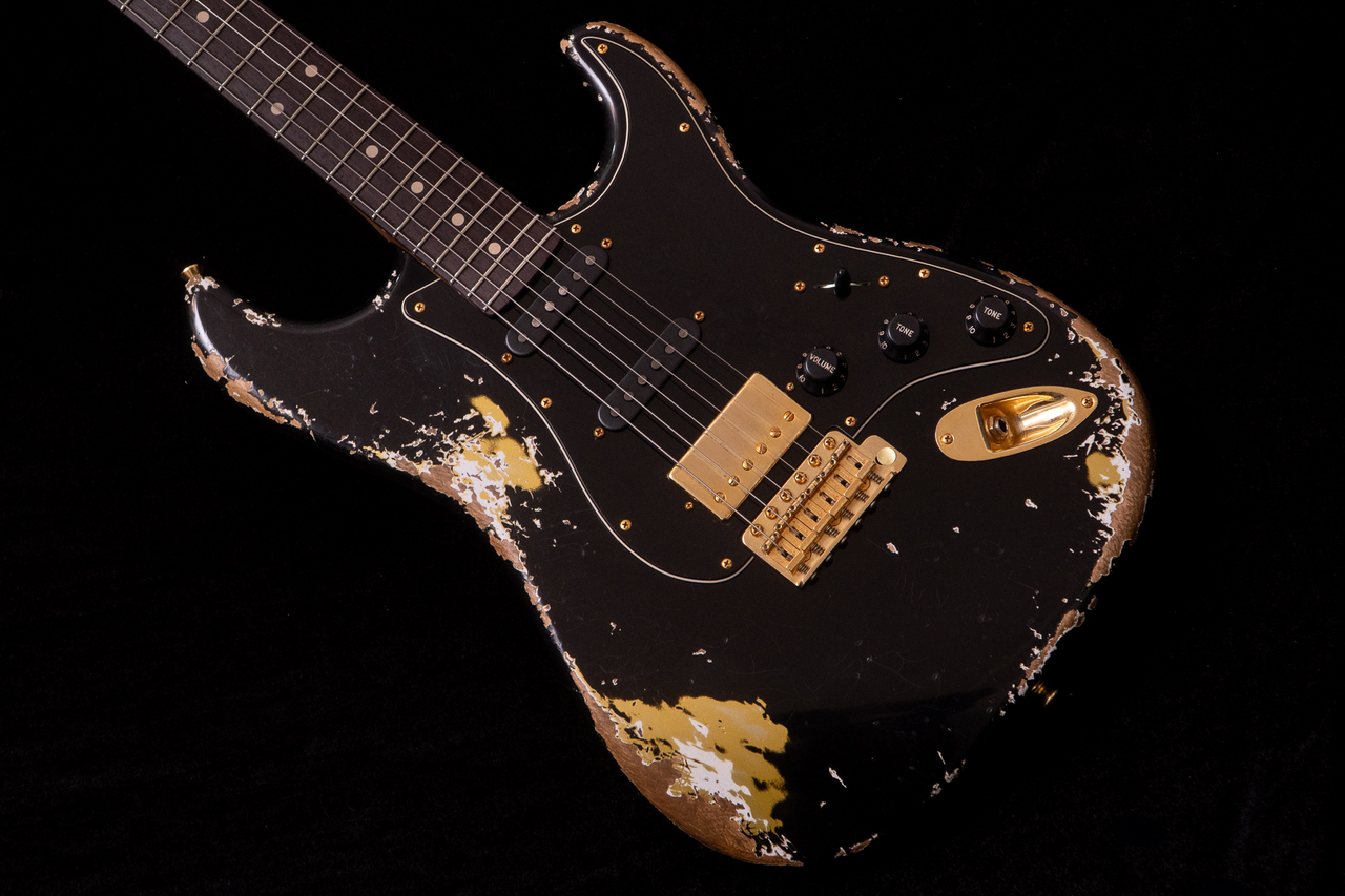 ジャンクギター　2本 Xotic XSC-2 Black over Gold Heavy Aged Gold Parts 3.38kg #4160