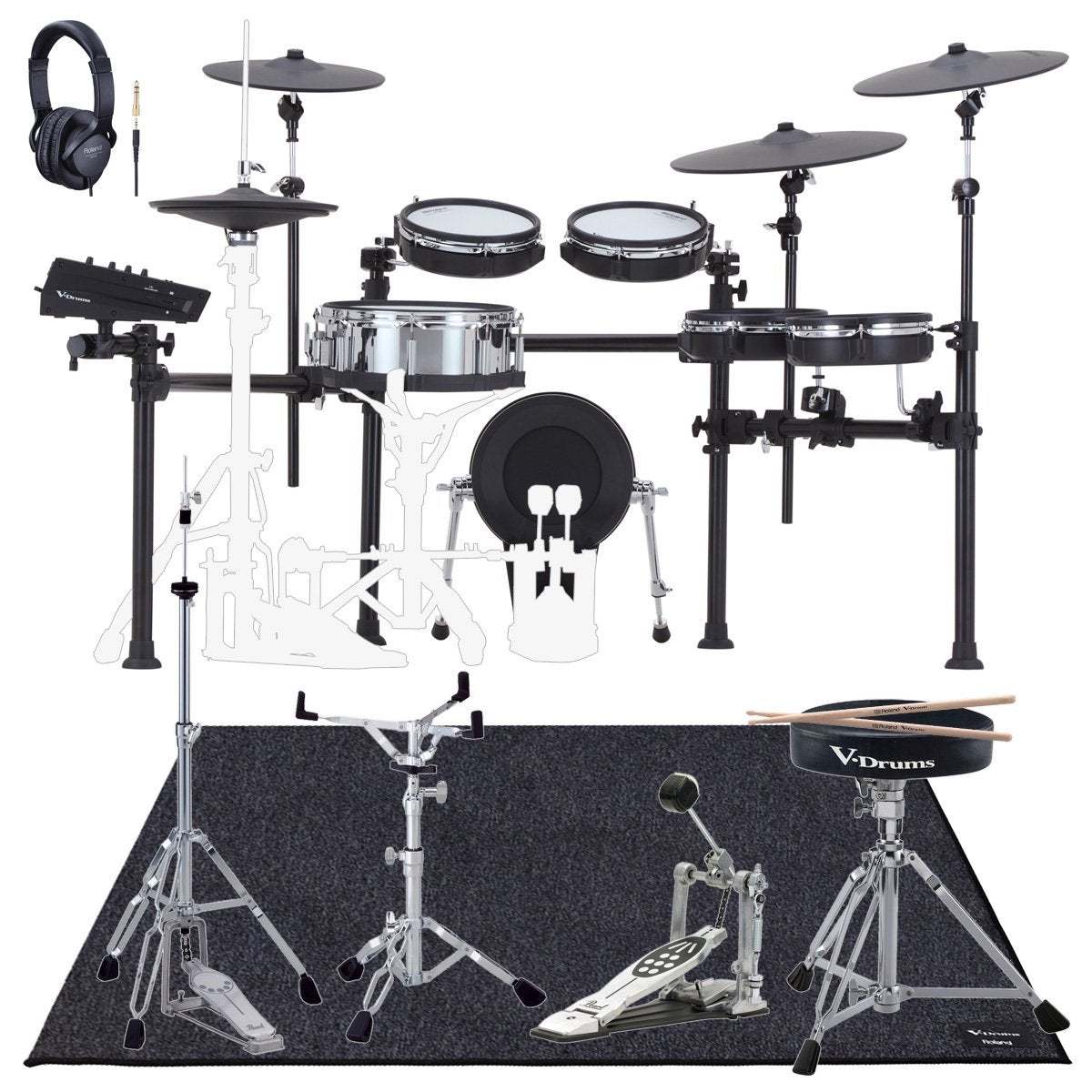 Roland TD713 V-Drums オプションフルセット パール・ハードウェアと