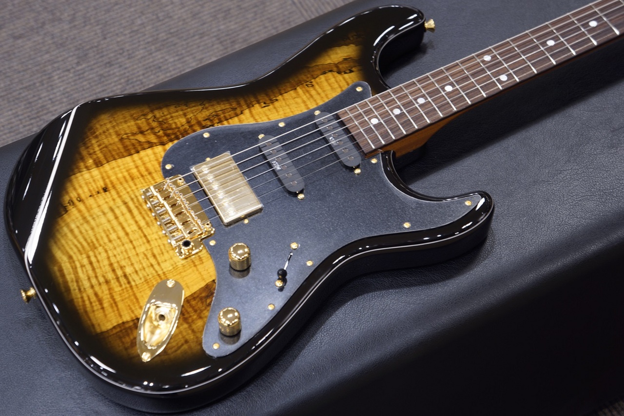 Kz Guitar Works ST Trad 22 Custom Spolted Flamed Maple Top / Black