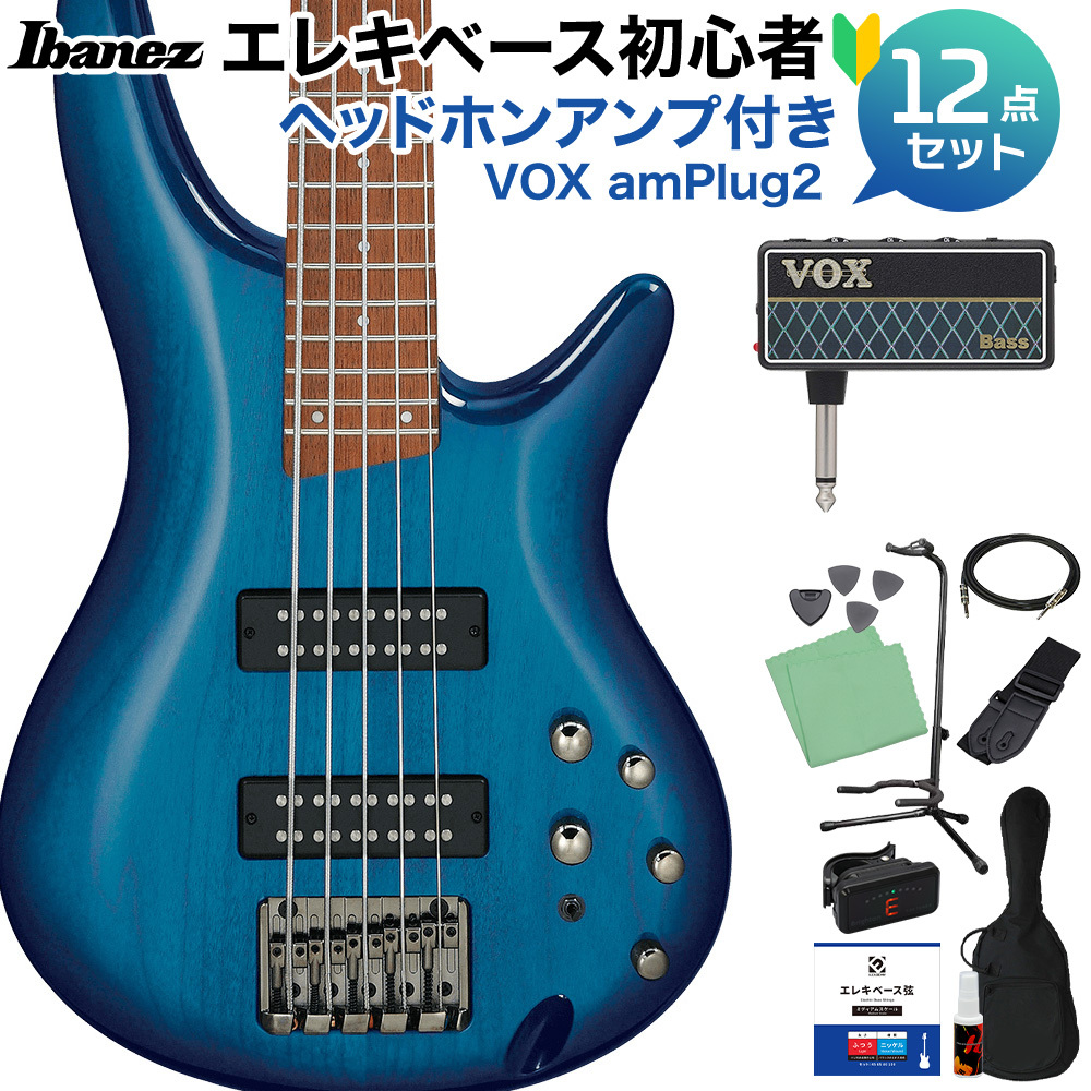 Ibanez SR375E SPB 5弦ベース初心者12点セット【ヘッドホンアンプ付 