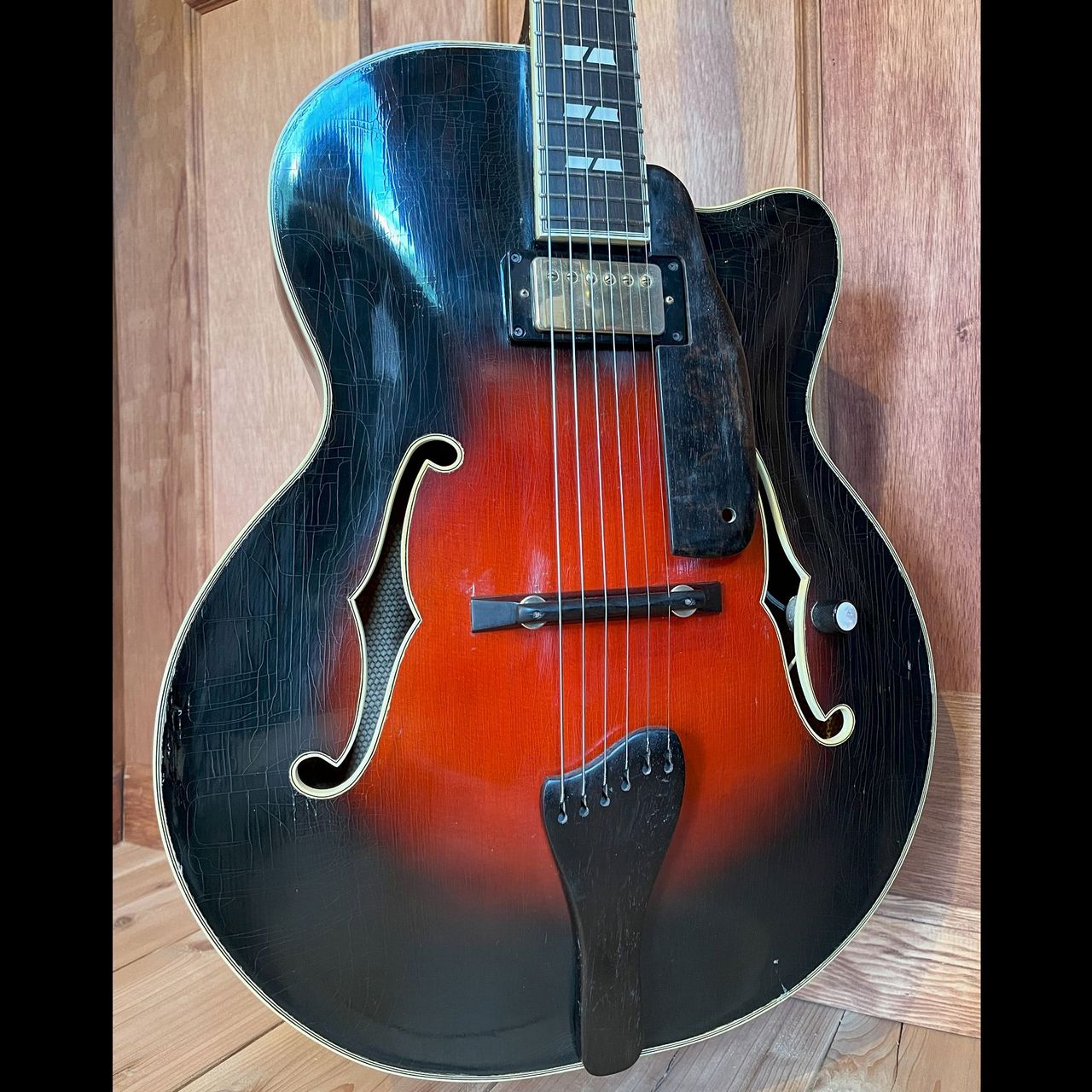 ルシアーメイド 単板削り出しアーチトップギター（中古）【楽器