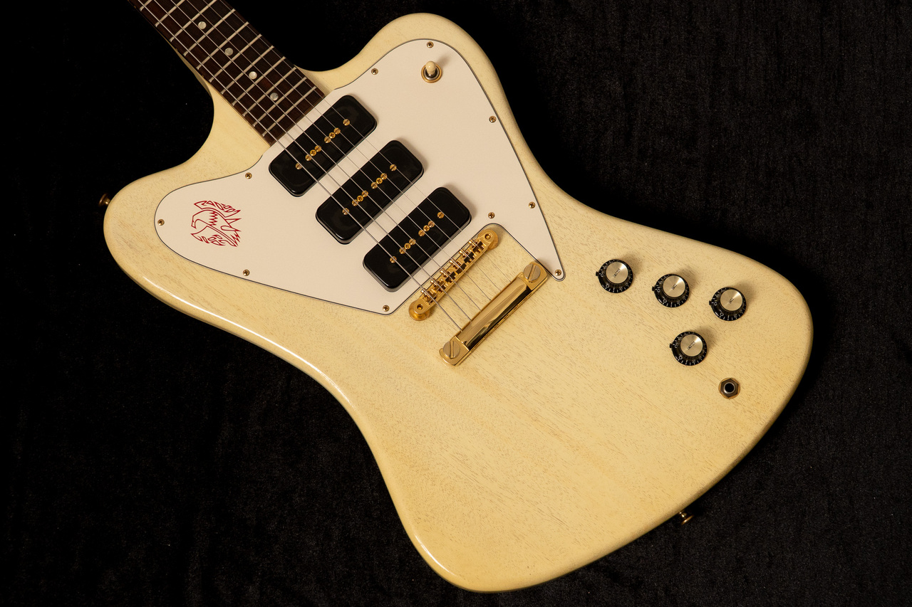 ナ*ス様 超激レアカラー‼️90s OLD  刺繍 firebird Gibson Custom Shop Non-Reverse Firebird P90 TV White 3.95kg