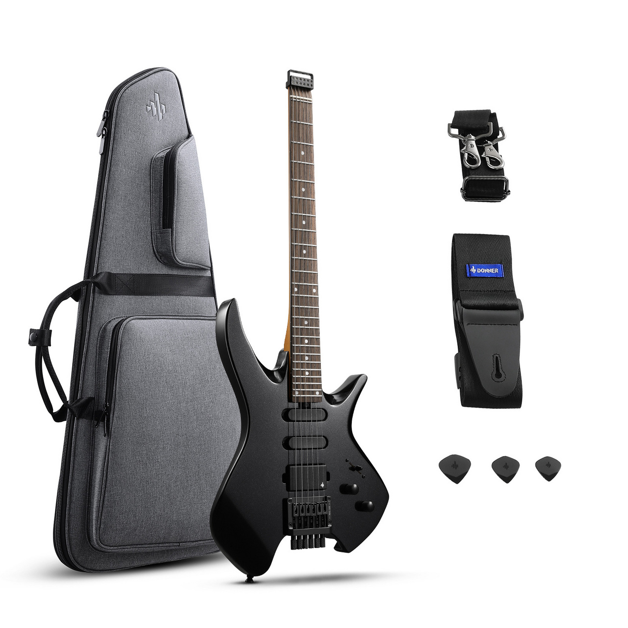 DONNER NHL-500 Black ヘッドレスギター エレキギター ブラック