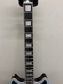 D'Angelico Premier Brighton Sky Blue Top, Natural Mahogany Back