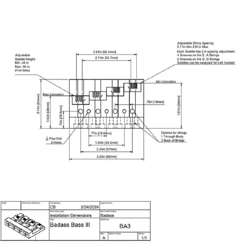 ALLPARTS Leo Quan Badass III 4-String Bass Bridge (Chrome) [BB
