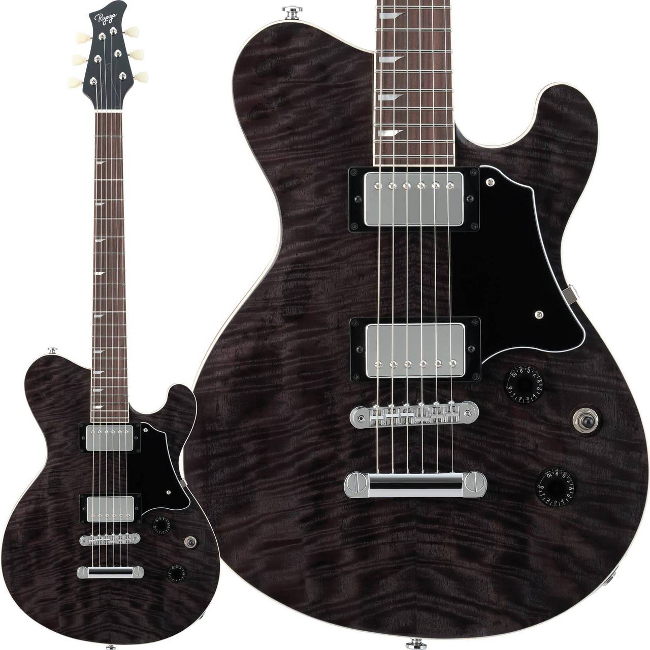 RYOGA CICADA/FM Translucent Black エレキギター セミアコ 軽量（新品