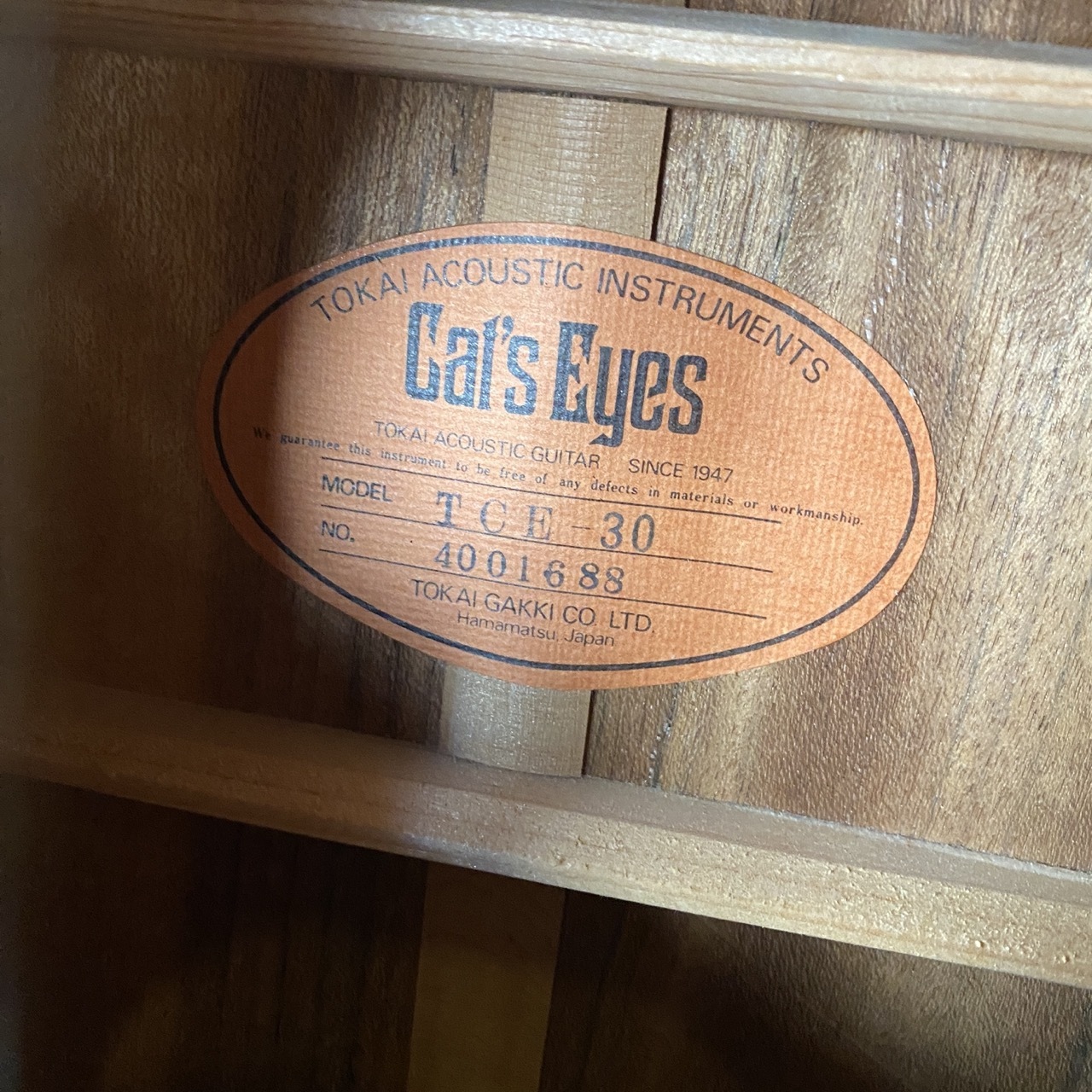 単板トップCal's Eyes TCE-30/ハードケース付 Cal's Eyes 単板トップTCE-30/ハードケース付 83年製、最後の