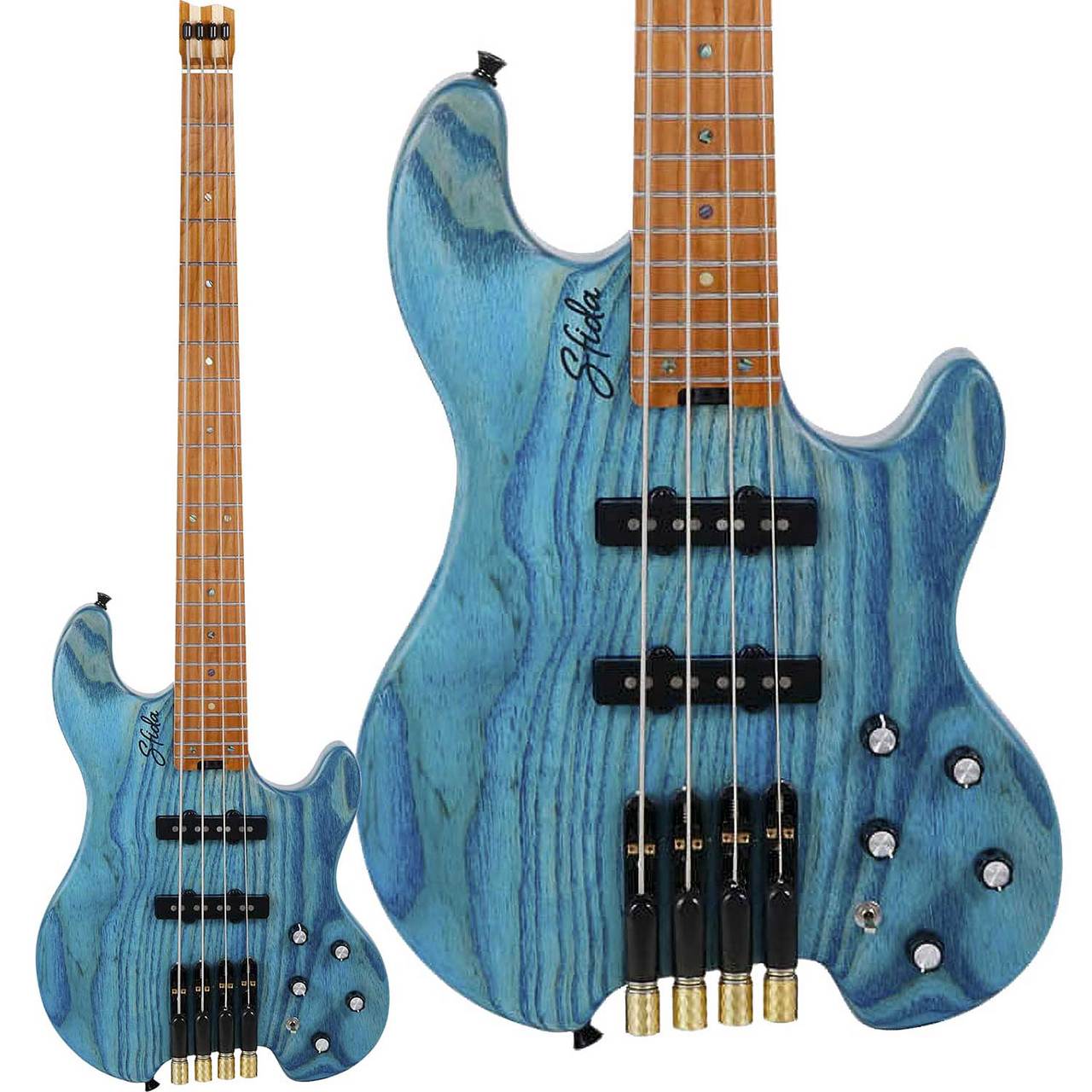 Sfida SHB-800 Blue (ブルー) エレキベース ヘッドレス アッシュボディ