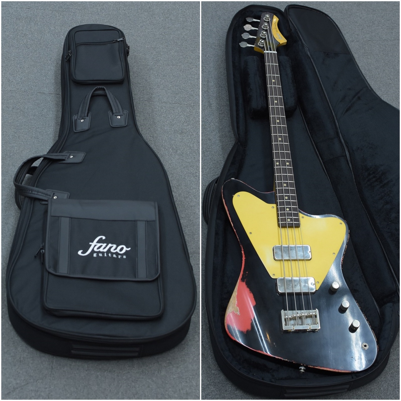 Fano Alt de Facto PX-4 エレキベース 専用ケース付き FANO Alt de Facto PX4 -Black over Fiesta Red/ Heavy Distress