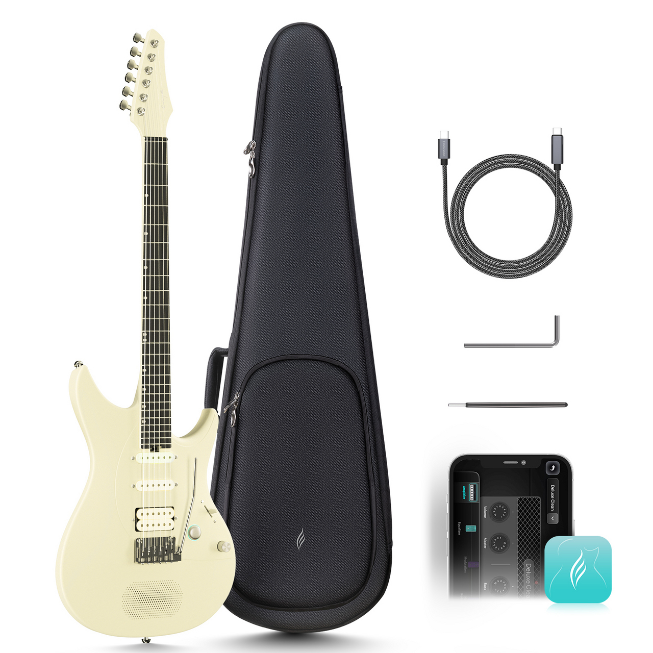 ENYA Inspire  ホワイト　アンプ内蔵エレキギター Enya Inspire White 次世代アンプ内蔵ギター 15Wスピーカー搭載（新品