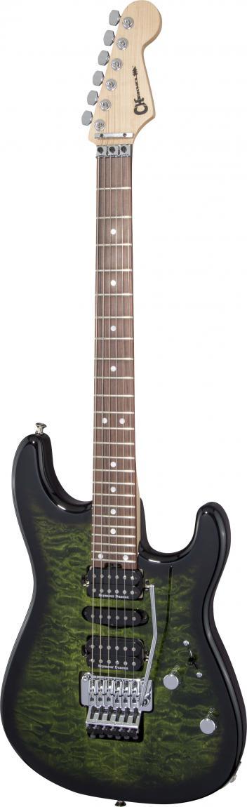 Charvel MJ Series San Dimas Style 1 HSH FR PF QM Transparent Green