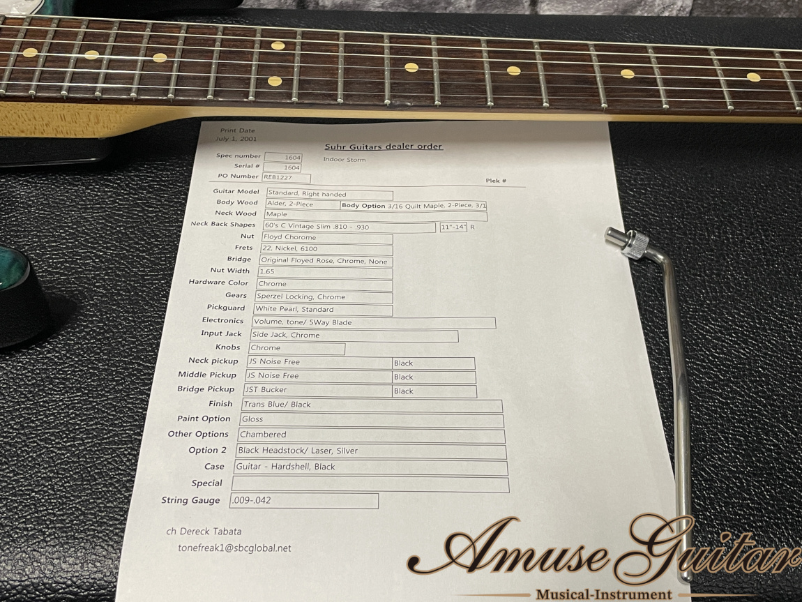 Suhr Standard Quilt Top Chambered # Trans Blue 2001年製