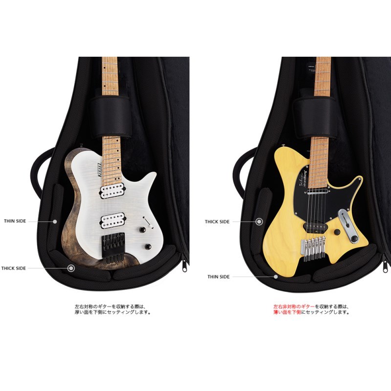 【11130】【新品】 ヘッドレスギター 汎用ケース付き シルバー Basiner BRISQ-HG Charcoal Grey [ヘッドレスギター用ケース]（新品