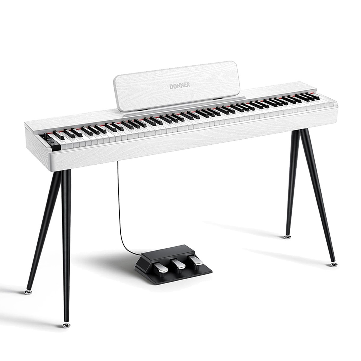 電子ピアノ88鍵盤　ハンマーアクション鍵盤　木目調ボディ　ホワイト 電子ピアノ88鍵盤ハンマーアクション鍵盤木目調ボディホワイト