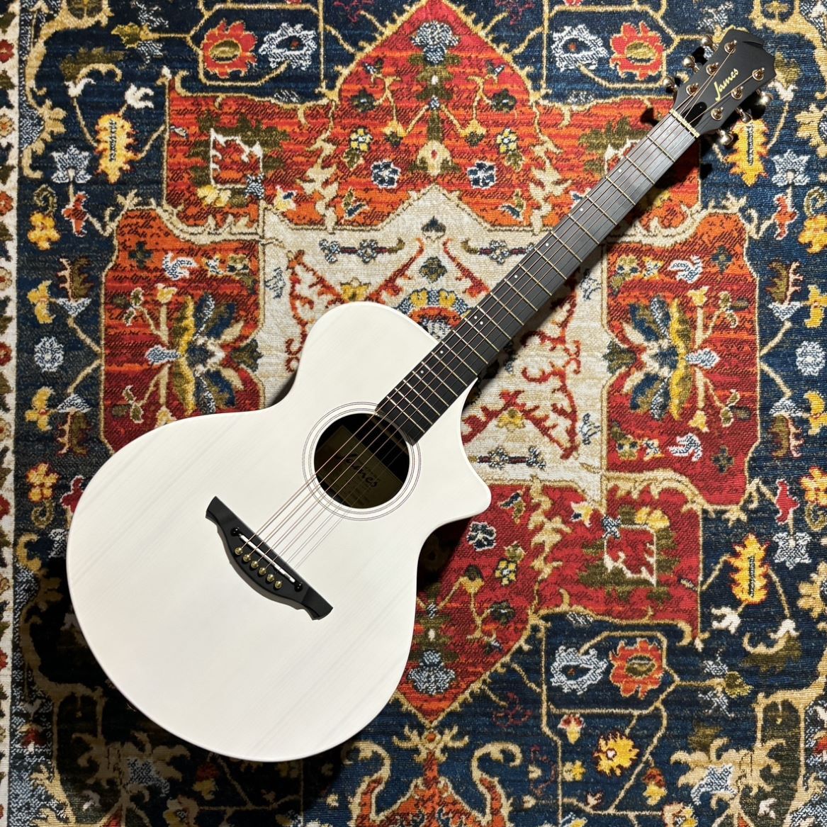 経年 超美品 昭和レトロ 白いギター Excess W-1300 PU付エレアコ James J-300C II See-through White エレアコ 生音エフェクト トップ単