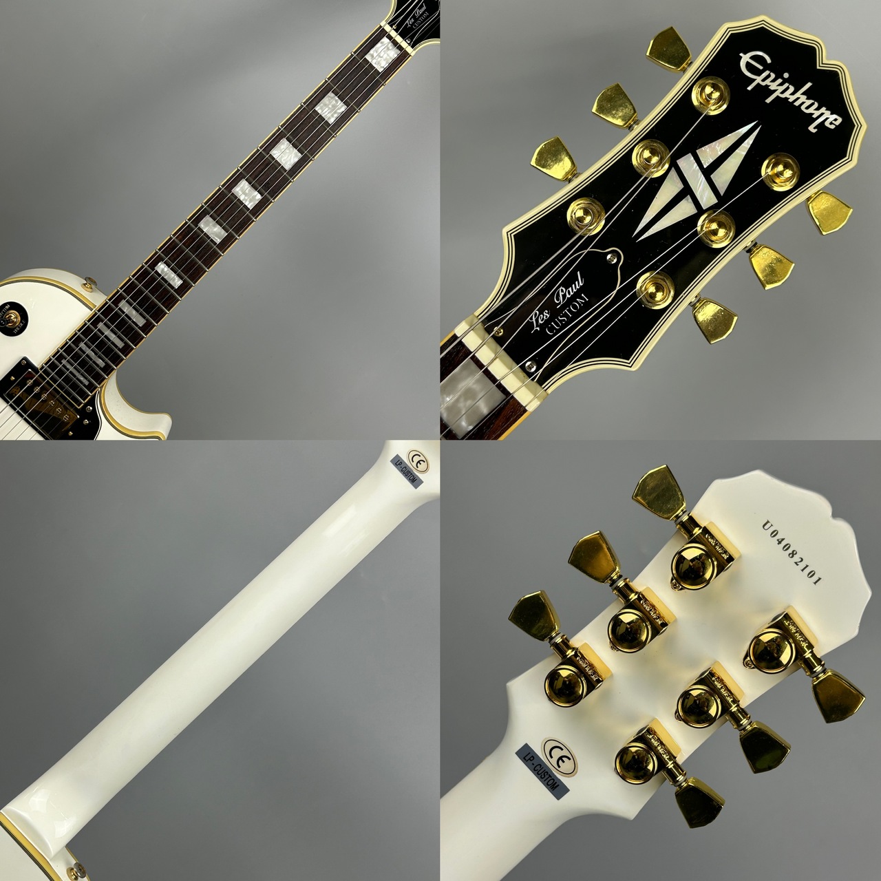 【美品】エピフォン レスポール 虎目Epiphone エレキギター 2004年製 Epiphone Les Paul Custom White 2004年製（中古/送料無料）【楽器検索
