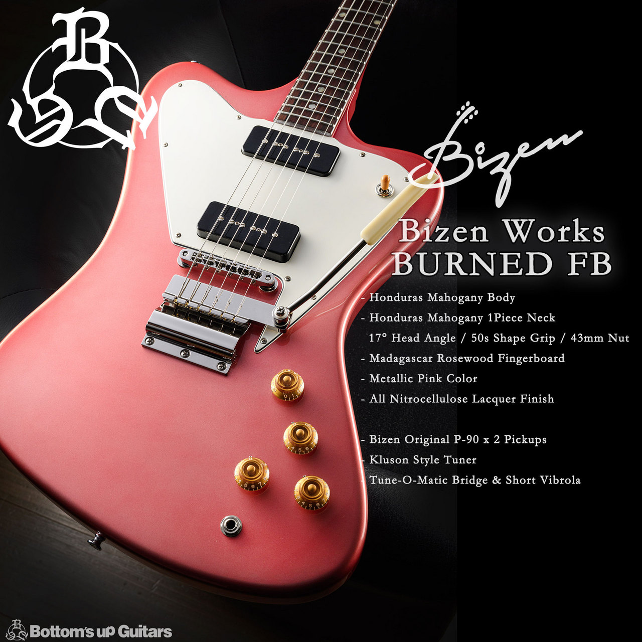 ギター Burny Firebird Bizen Works BURNED FB (Firebird Type) － Metallic Pink