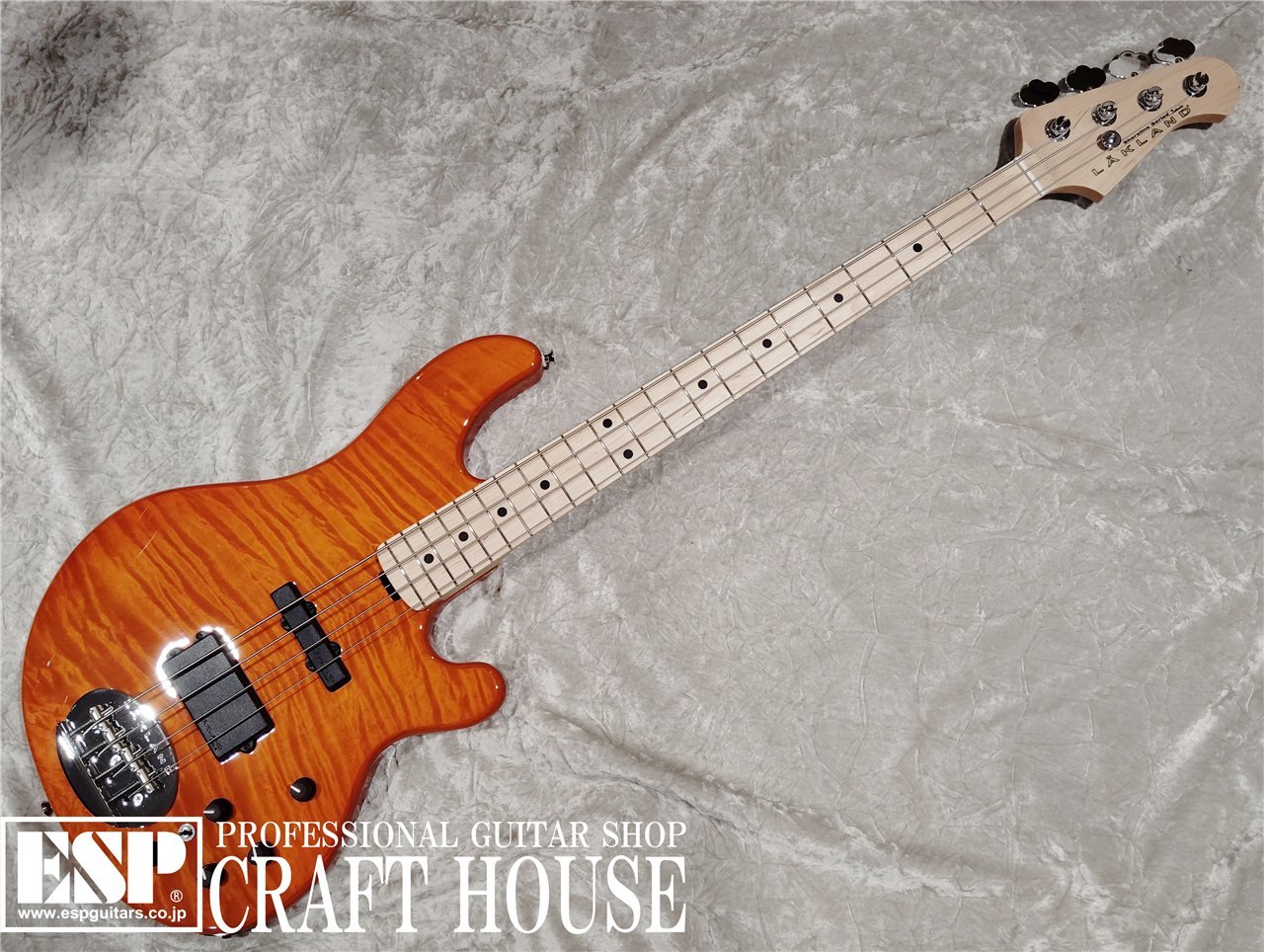 ベース LAKLAND SL44-94 Deluxe 3TS Lakland USA 44-94 Deluxe Quilted Maple Bass Guitar - Tobacco